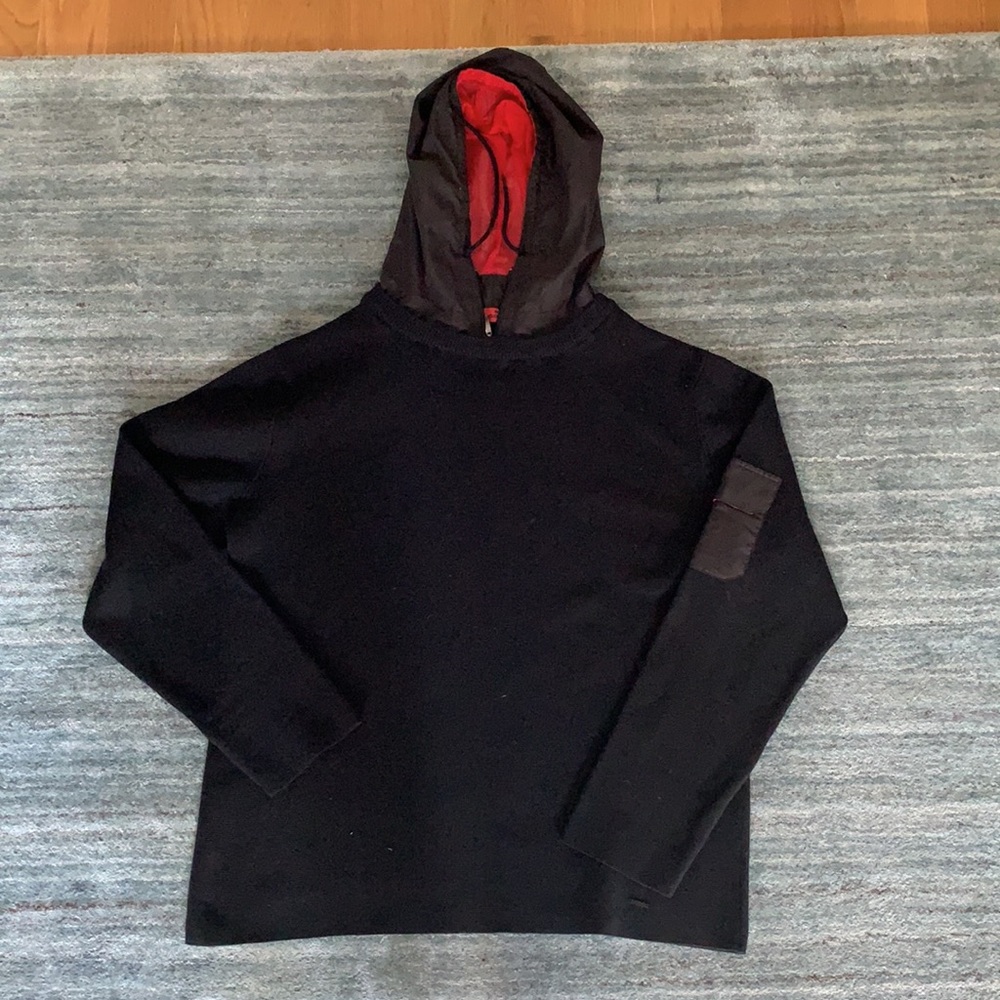 Men’s Cacharel Black Pull Over Hooded Wool Blend Sweater